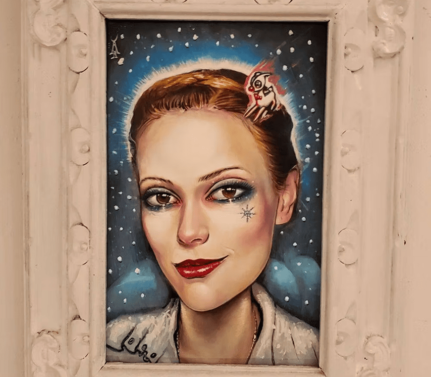 Whimsical portrait with a small creature