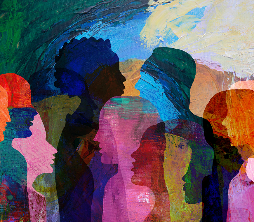 Colorful silhouettes in abstract art