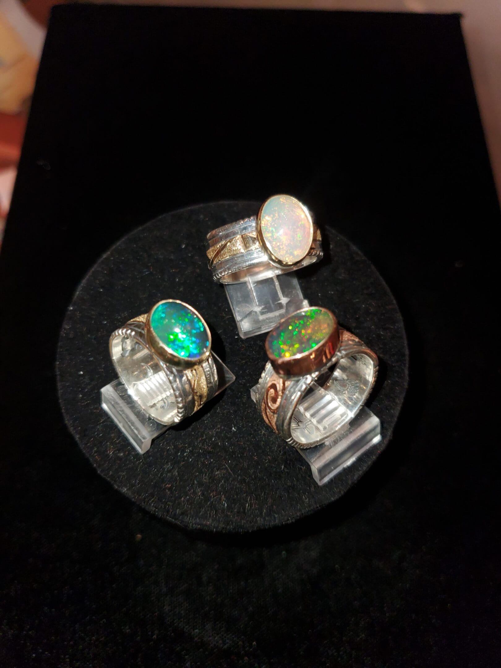 Individually hand made 14 Karat Gold over Sterling Silver Opal Rings by Jsisné Designs